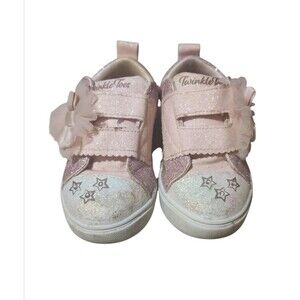 Skechers Twinkle Toes Girls 6 Rose Gold Glitter Sneakers Light Up Shoes